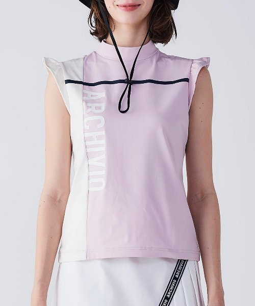 archivio(アルチビオ)の「<LADIES>肩フリルUV速乾ノースリトップス(Tシャツ/カットソー・レディース・ピンク/ホワイト/ブラック・S/M/L)」の12枚目の写真