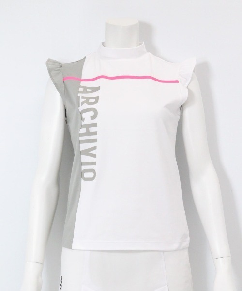 archivio(アルチビオ)の「<LADIES>肩フリルUV速乾ノースリトップス(Tシャツ/カットソー・レディース・ピンク/ホワイト/ブラック・S/M/L)」の5枚目の写真