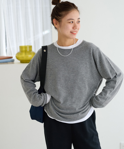 JOURNAL STANDARD relume（ジャーナルスタンダード　レリューム）の「《追加/2枚セット》3WAYレイヤードニットプルオーバー（ニット/セーター・レディース・カーキ/グレー・FREE）」の9枚目の写真