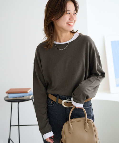 JOURNAL STANDARD relume（ジャーナルスタンダード　レリューム）の「《追加/2枚セット》3WAYレイヤードニットプルオーバー（ニット/セーター・レディース・カーキ/グレー・FREE）」の22枚目の写真