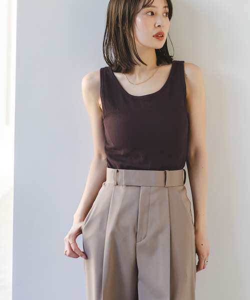 Noble(ノーブル)の「カップ付きコンフォートリブタンク(タンクトップ・レディース・ホワイト/ブラック/ブラウン・FREE)」の9枚目の写真