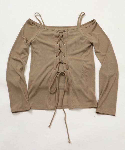 SPIRALGIRL（スパイラルガール）の「オフショルレースアップアンサンブルトップス（Tシャツ/カットソー・レディース・ブラウン/グリーン/ブラック・FREE）」の18枚目の写真