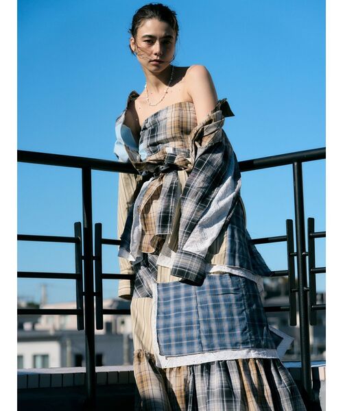 【現行】2025SS アングリッド リメイクチェックマキシスカート パッチワーク 現行】2025SS アングリッド リメイクチェックマキシスカート