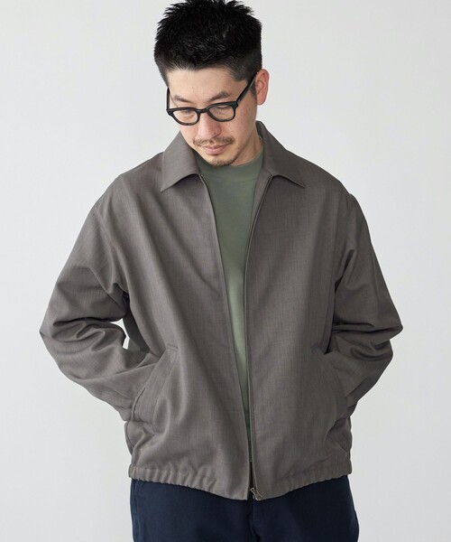 セール】SHIPS: ウール ライク ポリエステル ジップ ブルゾン