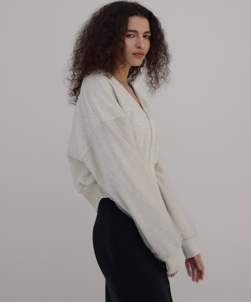 MIELI INVARIANT（ミエリインヴァリアント）の「Sweat Layer Zip Cardigan（カーディガン/ボレロ・レディース・ベージュ系その他/ブラック・FREE）」の12枚目の写真