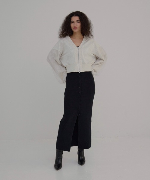 MIELI INVARIANT（ミエリインヴァリアント）の「Sweat Layer Zip Cardigan（カーディガン/ボレロ・レディース・ベージュ系その他/ブラック・FREE）」の16枚目の写真