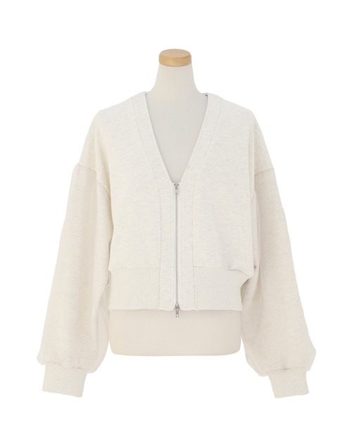 MIELI INVARIANT（ミエリインヴァリアント）の「Sweat Layer Zip Cardigan（カーディガン/ボレロ・レディース・ベージュ系その他/ブラック・FREE）」の19枚目の写真