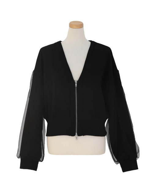 MIELI INVARIANT（ミエリインヴァリアント）の「Sweat Layer Zip Cardigan（カーディガン/ボレロ・レディース・ベージュ系その他/ブラック・FREE）」の20枚目の写真