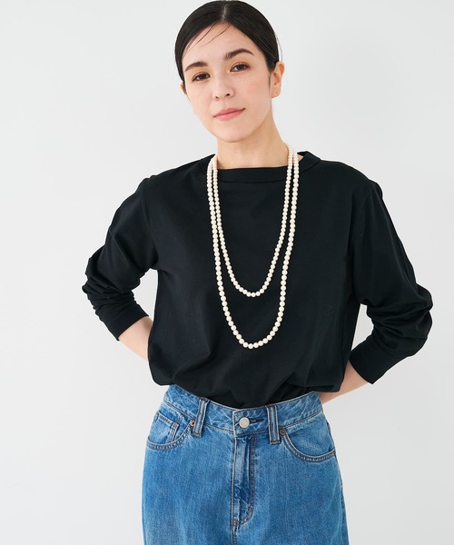 collex(コレックス)の「ロングスリーブベーシックTシャツ(Tシャツ/カットソー・レディース・ネイビー/ホワイト/ブラック系その他/ブラック・フリー)」の3枚目の写真