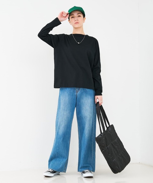 collex(コレックス)の「ロングスリーブベーシックTシャツ(Tシャツ/カットソー・レディース・ネイビー/ホワイト/ブラック系その他/ブラック・フリー)」の9枚目の写真