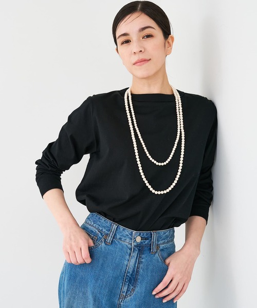 collex(コレックス)の「ロングスリーブベーシックTシャツ(Tシャツ/カットソー・レディース・ネイビー/ホワイト/ブラック系その他/ブラック・フリー)」の11枚目の写真