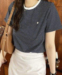 nelliy. | プレート付ボーダー配色リンガーＴシャツ(Tシャツ/カットソー)