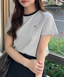 nelliy. | プレート付ボーダー配色リンガーTシャツ(Tシャツ/カットソー)