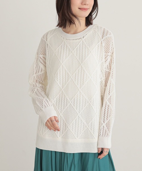 IHATOV/セーター(厚手)/M/ウール/ホワイト OY/オーワイ』 HEART STICH DESTOYED KNIT/ハートステッチ