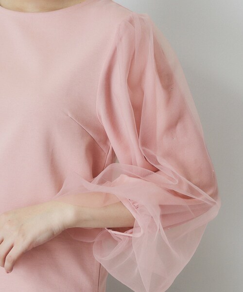 index(インデックス)の「ビジュー付きチュールバルーンスリーブトップス【洗濯機洗い可】(Tシャツ/カットソー・レディース・チャコールグレー/オフホワイト/オレンジ系・36/38/40/42)」の22枚目の写真