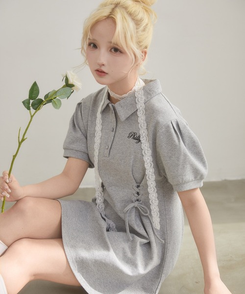PHILLY（フィリー）の「【PHILLY】レースアップポロワンピース（ワンピース・レディース・ブラック/グレー・FREE）」の18枚目の写真