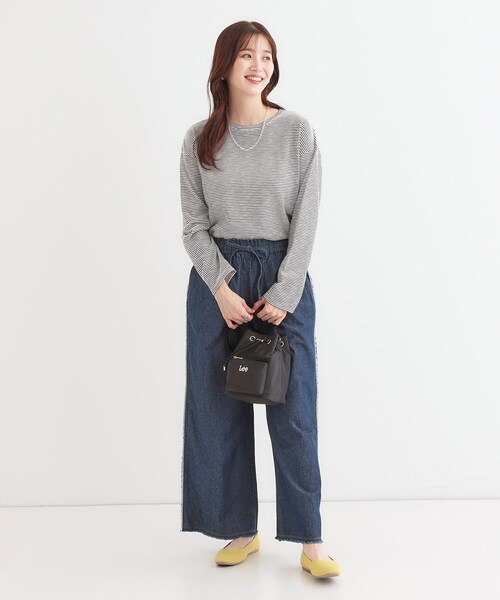 Cutie Blonde（キューティーブロンド）の「【洗える/S-LL】大人カジュアルに スラブボーダーロンT（Tシャツ/カットソー・レディース・ピンク系3/ブラック系2/ネイビー系2・01/02/03/04）」の14枚目の写真