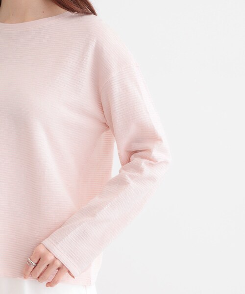 Cutie Blonde（キューティーブロンド）の「【洗える/S-LL】大人カジュアルに スラブボーダーロンT（Tシャツ/カットソー・レディース・ピンク系3/ブラック系2/ネイビー系2・01/02/03/04）」の20枚目の写真