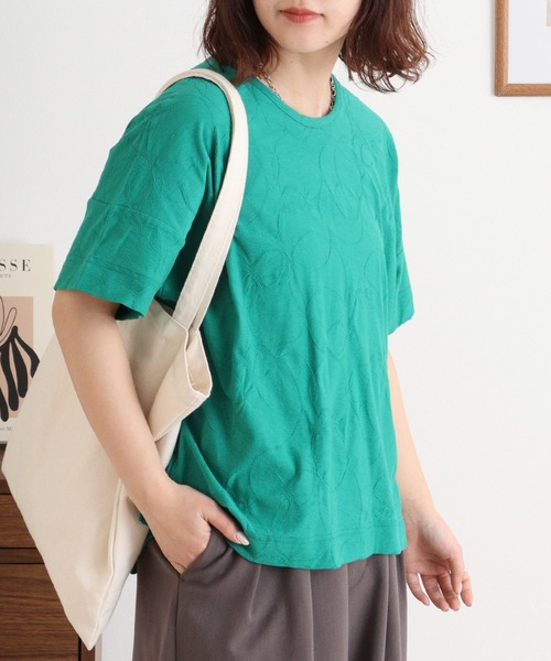BRODIAEA（ブローディア）の「BRODIAEA リング柄半袖プルオーバー 綿100% 丸首カットソー（Tシャツ/カットソー・レディース・ブラック/クリアグリーン/グリーン・40）」の10枚目の写真