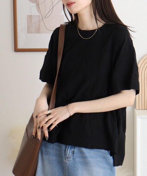 BRODIAEA（ブローディア）の「BRODIAEA リング柄半袖プルオーバー 綿100% 丸首カットソー（Tシャツ/カットソー・レディース・ブラック/クリアグリーン/グリーン・40）」の6枚目の写真