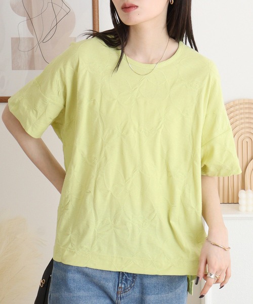 BRODIAEA（ブローディア）の「BRODIAEA リング柄半袖プルオーバー 綿100% 丸首カットソー（Tシャツ/カットソー・レディース・ブラック/クリアグリーン/グリーン・40）」の13枚目の写真