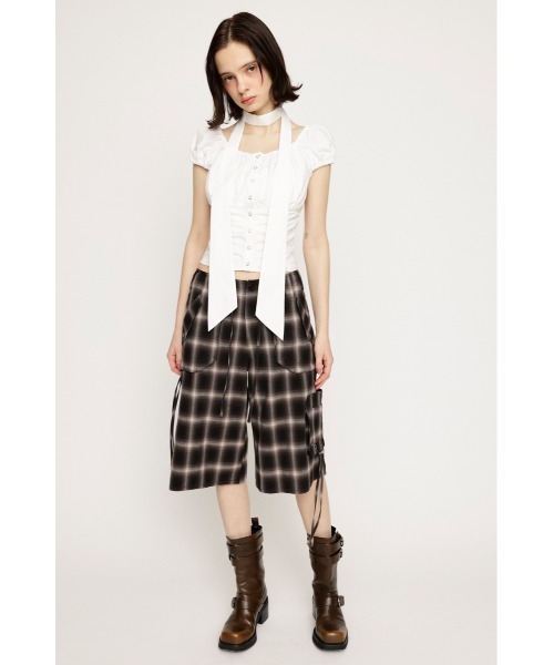 FRONT BUTTON GATHER TIE TOPS フロントボタン ギャザー タイ