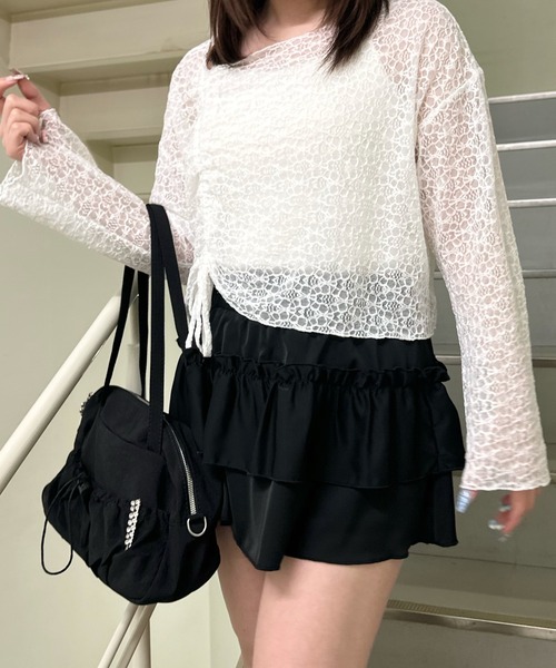 shrita（シュリータ）の「ドロストシアーレーストップス（シャツ/ブラウス・キッズ・ブラック/ホワイト・S/M/L）」の12枚目の写真