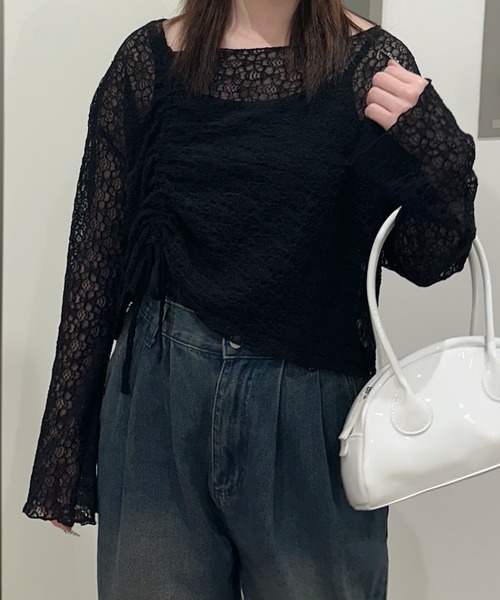 shrita（シュリータ）の「ドロストシアーレーストップス（シャツ/ブラウス・キッズ・ブラック/ホワイト・S/M/L）」の15枚目の写真