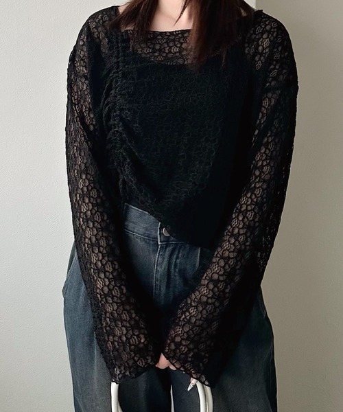 shrita（シュリータ）の「ドロストシアーレーストップス（シャツ/ブラウス・キッズ・ブラック/ホワイト・S/M/L）」の16枚目の写真
