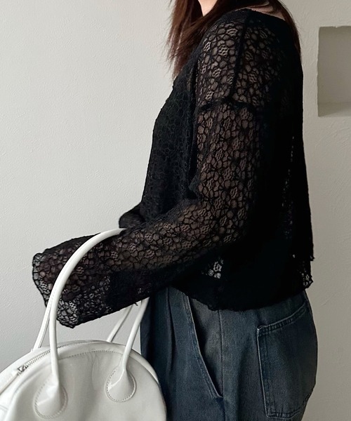 shrita（シュリータ）の「ドロストシアーレーストップス（シャツ/ブラウス・キッズ・ブラック/ホワイト・S/M/L）」の4枚目の写真