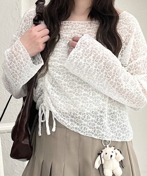 shrita（シュリータ）の「ドロストシアーレーストップス（シャツ/ブラウス・キッズ・ブラック/ホワイト・S/M/L）」の8枚目の写真