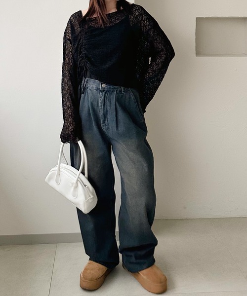shrita（シュリータ）の「ドロストシアーレーストップス（シャツ/ブラウス・キッズ・ブラック/ホワイト・S/M/L）」の6枚目の写真