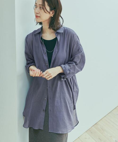 URBAN RESEARCH DOORS（アーバンリサーチドアーズ）の「ラミーコットンビックシャツ（シャツ/ブラウス・レディース・カーキ/ブルー/ブラウン・MEDIUM）」の17枚目の写真