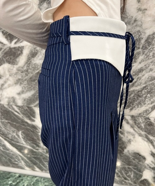 SOLA(ソラ)の「ウエスト折り返しストライプパンツ/Waist Folded Stripe Pants(その他パンツ・レディース・グレー/ブルー・SMALL/MEDIUM)」の10枚目の写真