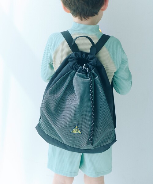 green label relaxing(グリーンレーベルリラクシング)の「GLR メッシュ ナップサック / キッズ(バックパック/リュック・キッズ・ブラック/グレー・FREE)」の1枚目の写真
