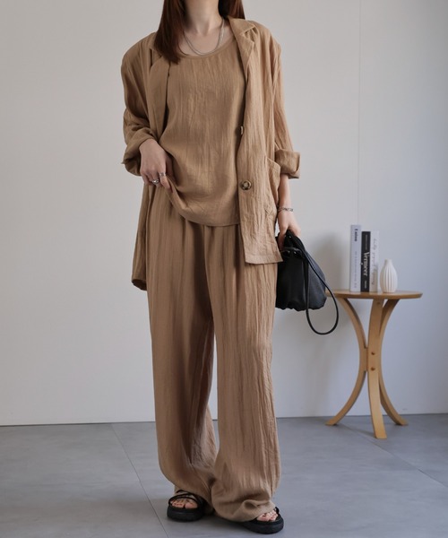 3点セット〉リネンライクセットアップ