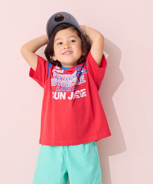 Life Support Products（ライフサポートプロダクツ）の「スポーツプリントワイドTシャツ（Tシャツ/カットソー・キッズ・オフホワイト/グレー/ブルー/アイボリー/ブラック/パープル/チャコール/レッド・80/90/95/100/110/120/130/140/150）」の16枚目の写真