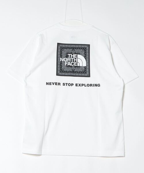 THE NORTH FACE(ザノースフェイス)の「ザ ノース フェイス THE NORTH FACE S/S Bandana Square Logo Tee_ショートスリーブバンダナスクエアロゴティー(Tシャツ/カットソー・メンズ・グレー/ネイビー/ホワイト×ブラック/ブラック×グレー・L/LL/S/M)」の7枚目の写真