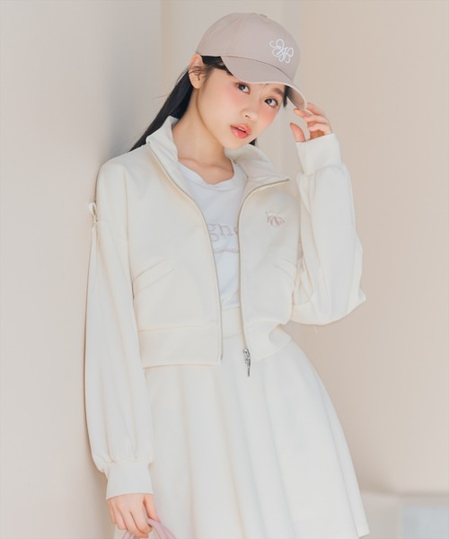 WILLSELECTION（ウィルセレクション）の「ロゴ刺繍リボントラックジャケット（パーカー・レディース・オフホワイト/ネイビー/ブラック/ピンク・FREE）」の2枚目の写真