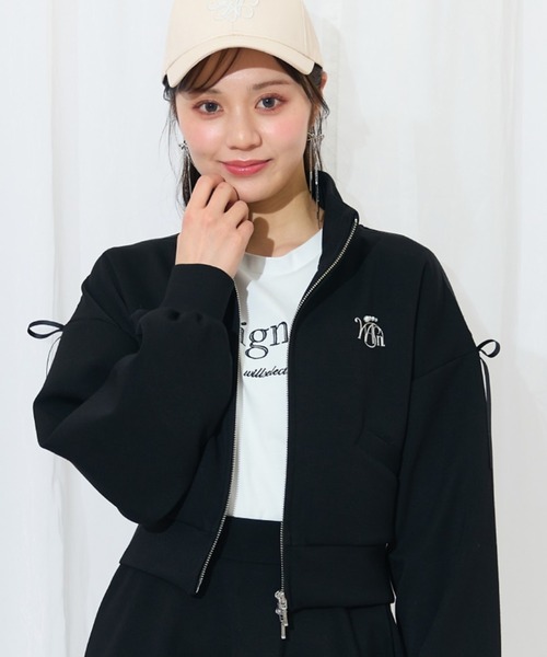 WILLSELECTION（ウィルセレクション）の「ロゴ刺繍リボントラックジャケット（パーカー・レディース・オフホワイト/ネイビー/ブラック/ピンク・FREE）」の3枚目の写真