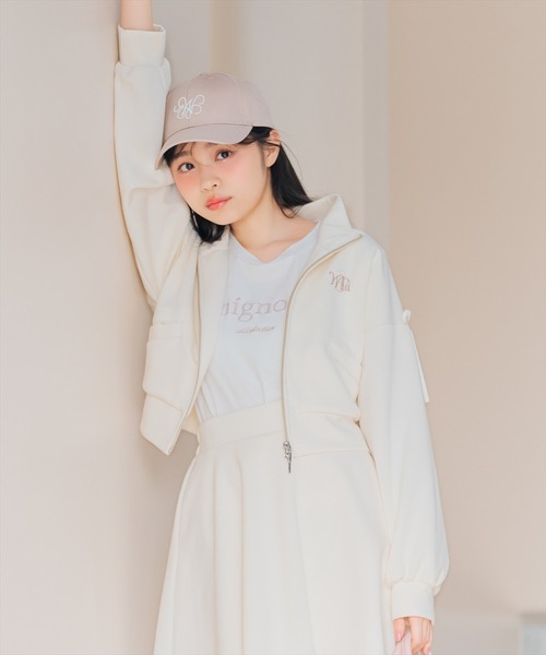 WILLSELECTION（ウィルセレクション）の「ロゴ刺繍リボントラックジャケット（パーカー・レディース・オフホワイト/ネイビー/ブラック/ピンク・FREE）」の9枚目の写真