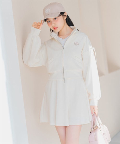 WILLSELECTION（ウィルセレクション）の「ロゴ刺繍リボントラックジャケット（パーカー・レディース・オフホワイト/ネイビー/ブラック/ピンク・FREE）」の6枚目の写真