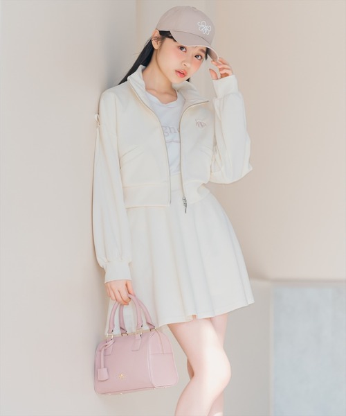 WILLSELECTION（ウィルセレクション）の「ロゴ刺繍リボントラックジャケット（パーカー・レディース・オフホワイト/ネイビー/ブラック/ピンク・FREE）」の5枚目の写真