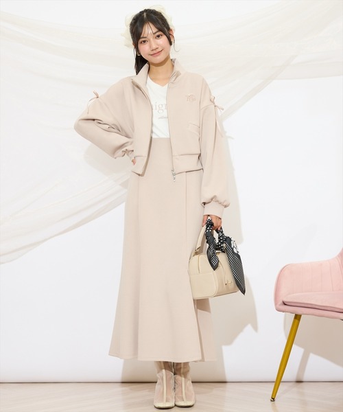 WILLSELECTION（ウィルセレクション）の「ロゴ刺繍リボントラックジャケット（パーカー・レディース・オフホワイト/ネイビー/ブラック/ピンク・FREE）」の11枚目の写真