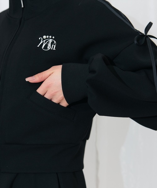 WILLSELECTION（ウィルセレクション）の「ロゴ刺繍リボントラックジャケット（パーカー・レディース・オフホワイト/ネイビー/ブラック/ピンク・FREE）」の13枚目の写真