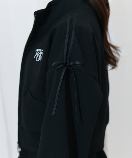 WILLSELECTION（ウィルセレクション）の「ロゴ刺繍リボントラックジャケット（パーカー・レディース・オフホワイト/ネイビー/ブラック/ピンク・FREE）」の12枚目の写真