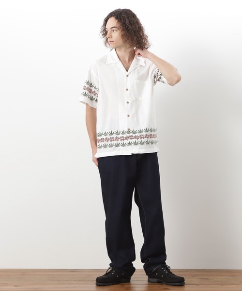 MANASTASH（マナスタッシュ）の「MANASTASH/マナスタッシュ/LINEN MANALOHA SHIRT（シャツ/ブラウス・メンズ・ブラック/ライトブルー/ホワイト・S/M/L/XL）」の8枚目の写真