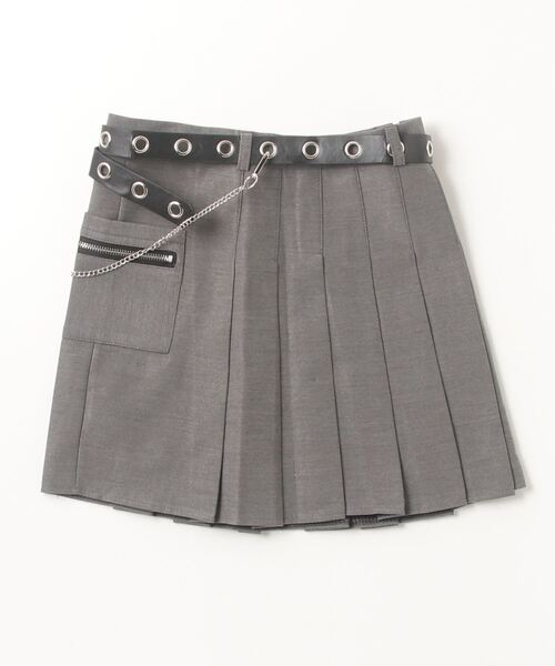 .KOM（ドットコム）の「『.KOM/ドットケーオーエム』チェーン&ポケットミニスカート【Y】【CN】（スカート・レディース・ブラック/グレー・FREE）」の6枚目の写真