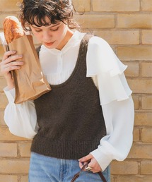 スリーブフレアデザインギャザーブラウス