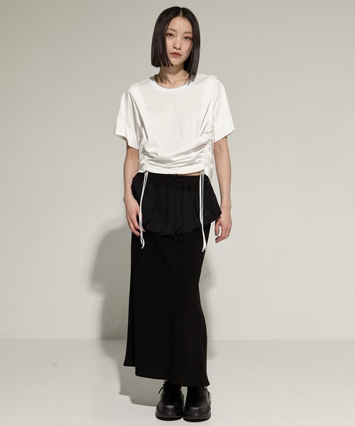 tシャツ 「STUDIOUS/ステュディオス」Multi Length Drawstring Tee/マルチレングスドローストリングTシャツ レディー STUDIOUS/ステュディオス】Multi Length Drawstring Tee/マルチ